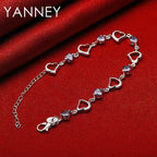 925 Sterling Silver 8-inch Purple Zircon Bracelet Women Luxury Jewellery Gift