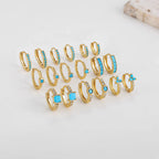 Fashion Crystal Zirconia Small Hoop Earring Geometric Circle Green