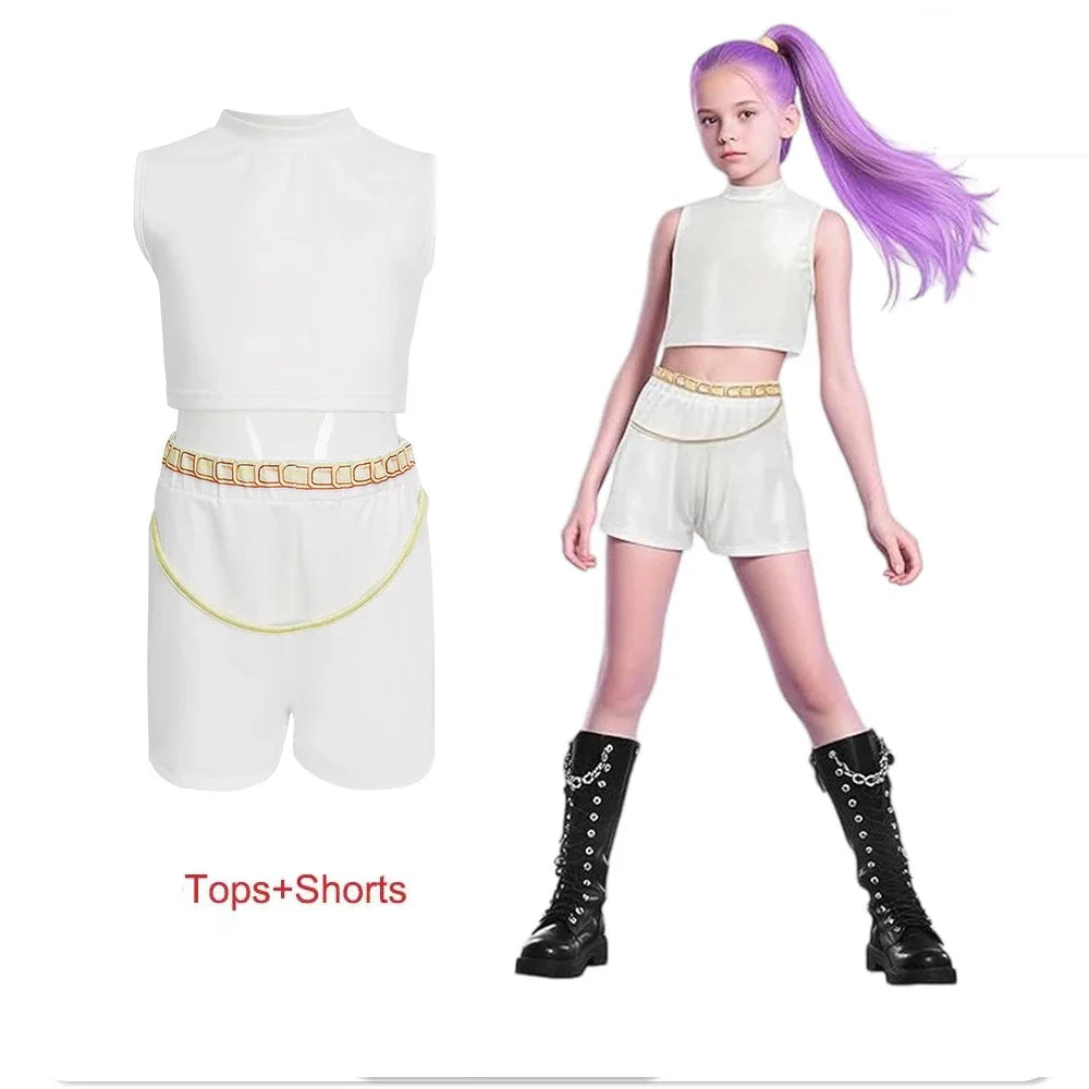 Kids Kpop Demon Hunter Cosplay Rumi Zoey Mira Suit 3D Print Costume Outfit