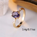 Charm Oval Purple Stone Rings For Women Minimalist Gold Color Zircon Wedding Bands Stacking Engagement Finger Ring Jewelry Gifts