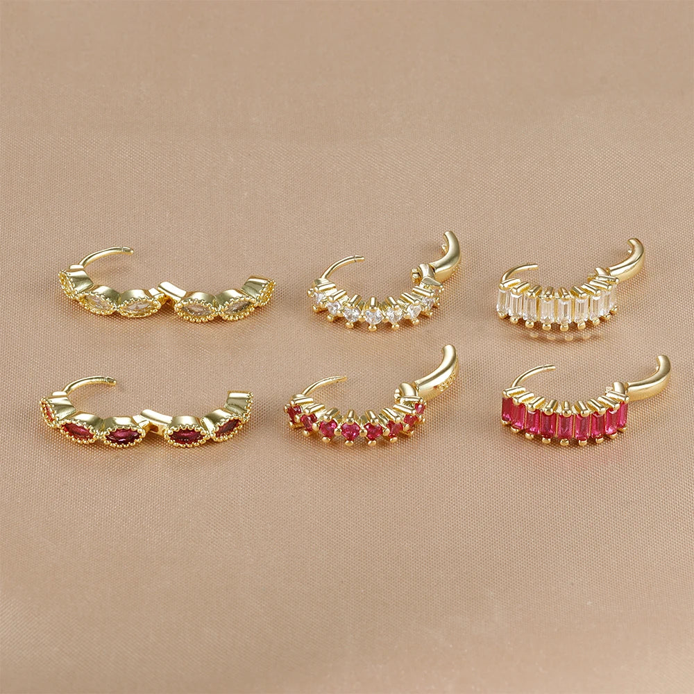 3PCS Stainless Steel Horse Eye Zircon Round Small Hoop Earrings Set