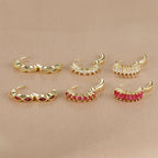 3PCS Stainless Steel Horse Eye Zircon Round Small Hoop Earrings Set