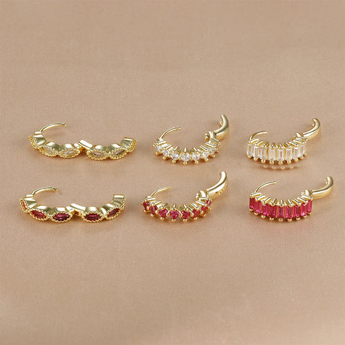3PCS Stainless Steel Horse Eye Zircon Round Small Hoop Earrings Set
