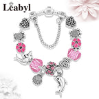 Classic Dolphin Charm Bracelet Blue Murano Crystal Glass DIY Bead Bangle