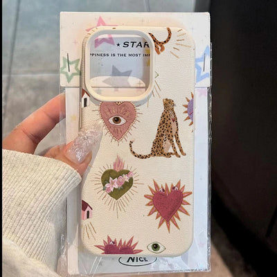 Leopard Lychee Pattern Silicone Case for iPhone 17 16 15 14 Pro