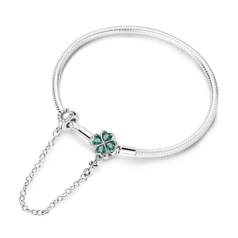 Original 925 Silver Bracelet Original Clover Heart Snake Chain Bracelets Fit Charms Beads Jewelry Gift Diy For Woman Wedding