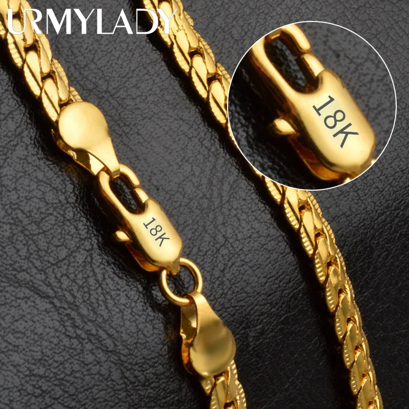 6mm Full Sideways Chain 8/18/20/24 Inch 925 Sterling Silver Men Women Jewelry