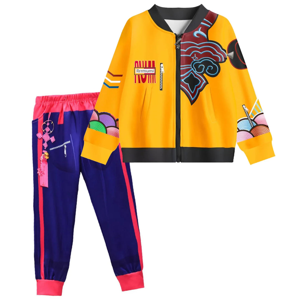 Girls Kpop Demon Hunters Rumi Cosplay Costume Coat & Pants 2PC Halloween Suit
