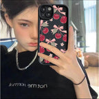 Small Cherry Pattern Case for iPhone 17 16 15 14 13 12 11 Pro Max XR XS Mini