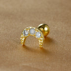 1pc Stainless Steel Moon Cross Stud Tiny Zirconia Rook Tragus Helix Piercing