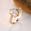 Delicate Female Oval Stone White Zircon Wedding Bands Antique Gold Color Promise Engagement Rings For Women Mothers Day Jewelry