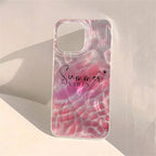 Floral Water Wave Glossy Case for iPhone 16 15 14 13 12 11 Pro Max XR Plus