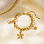 Gold Colour Starfish Moon Star Stainless Steel Charm Bracelet Trendy