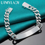 10mm Men's Geometric Chain Bracelet 925 Sterling Silver Noble Fashion Gift