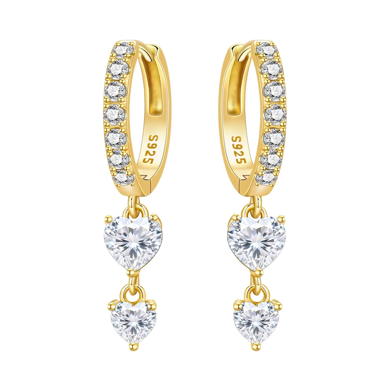 925 Sterling Silver Wings Guardian Love Heart Drop Earrings Trendy Jewellery