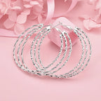 925 Sterling Silver Heart & Round Hoop Earrings Women Charm Party Jewellery
