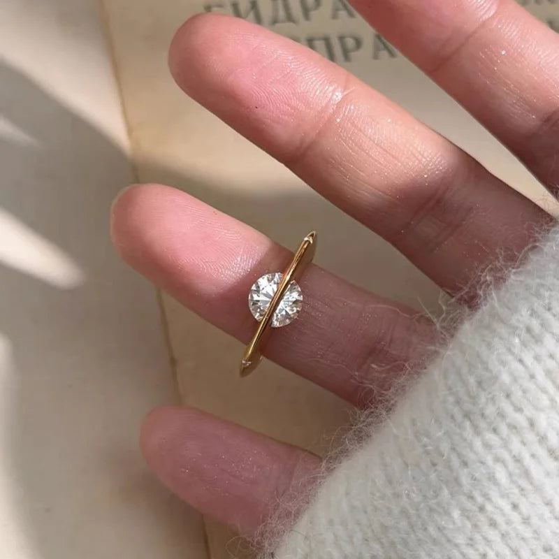 925 Sterling Silver Personalized Planet Zircon Ring Wedding Party Daily High Quality Gift