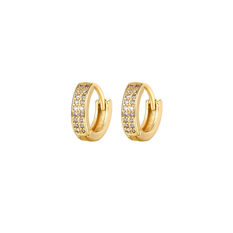 2PCS Stainless Steel CZ Zircon Small Hoop Earrings Men 6mm 8mm 10mm