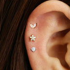 3PCS Stainless Steel Horse Eye Zircon Flowers Cartilage Piercing