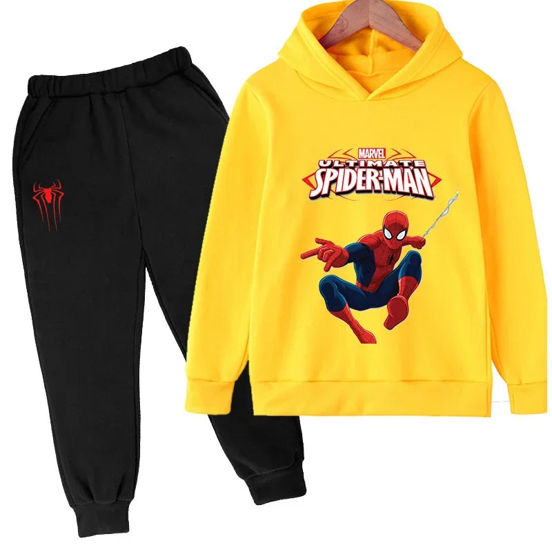 Kids Spiderman Pullover & Sweatpants Set Boys Girls Warm Fashion Outfit