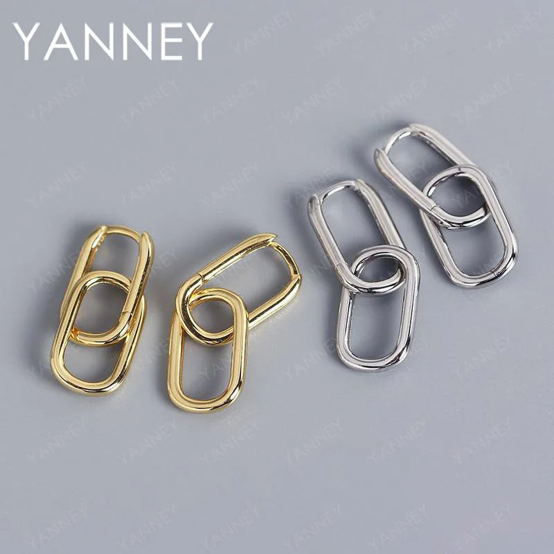 925 Sterling Silver 18K Gold Double Hoop Earrings Men Women Christmas Gift