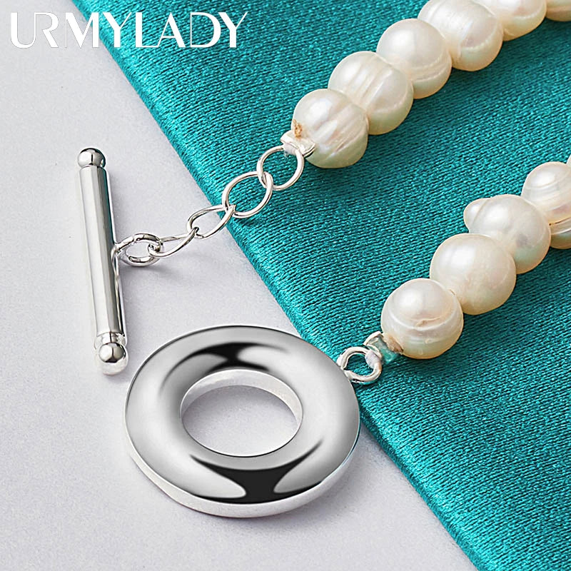20cm Natural Freshwater Pearl Beaded Bracelet 925 Sterling Silver Women