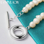 20cm Natural Freshwater Pearl Beaded Bracelet 925 Sterling Silver Women
