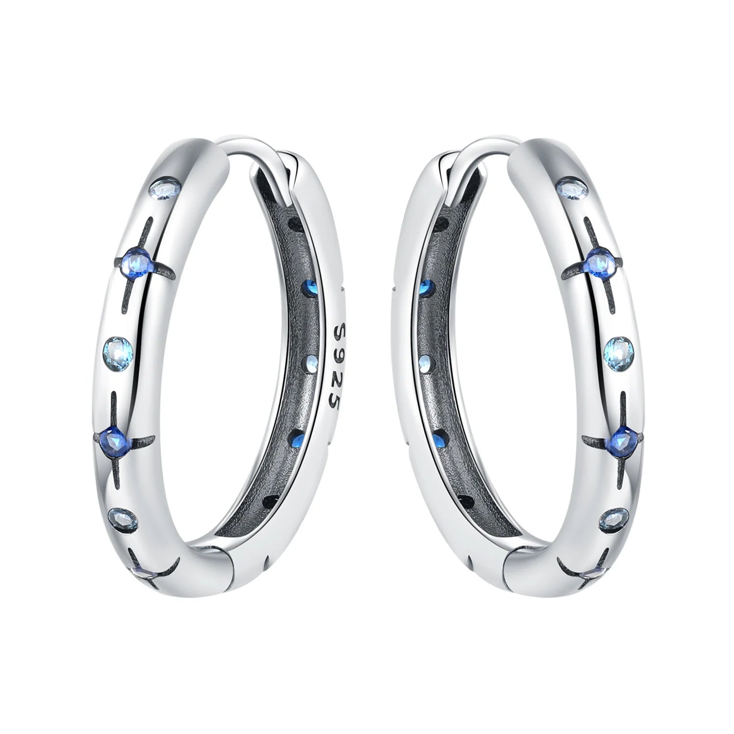 925 Sterling Silver Purple Inlaid Stone Versatile Hoop Earrings Birthday Gift