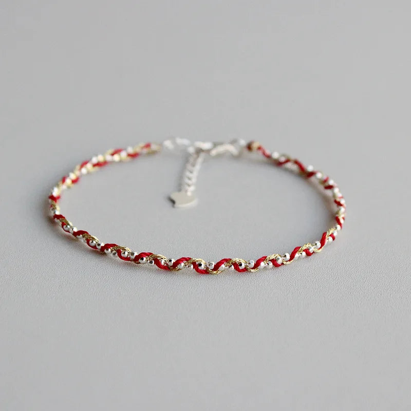 La Monada 16+2cm 14K Gold Filigree Line 925 Sterling Silver Rope Bracelets Thread Line String Jewelry Bracelets For Women Girls