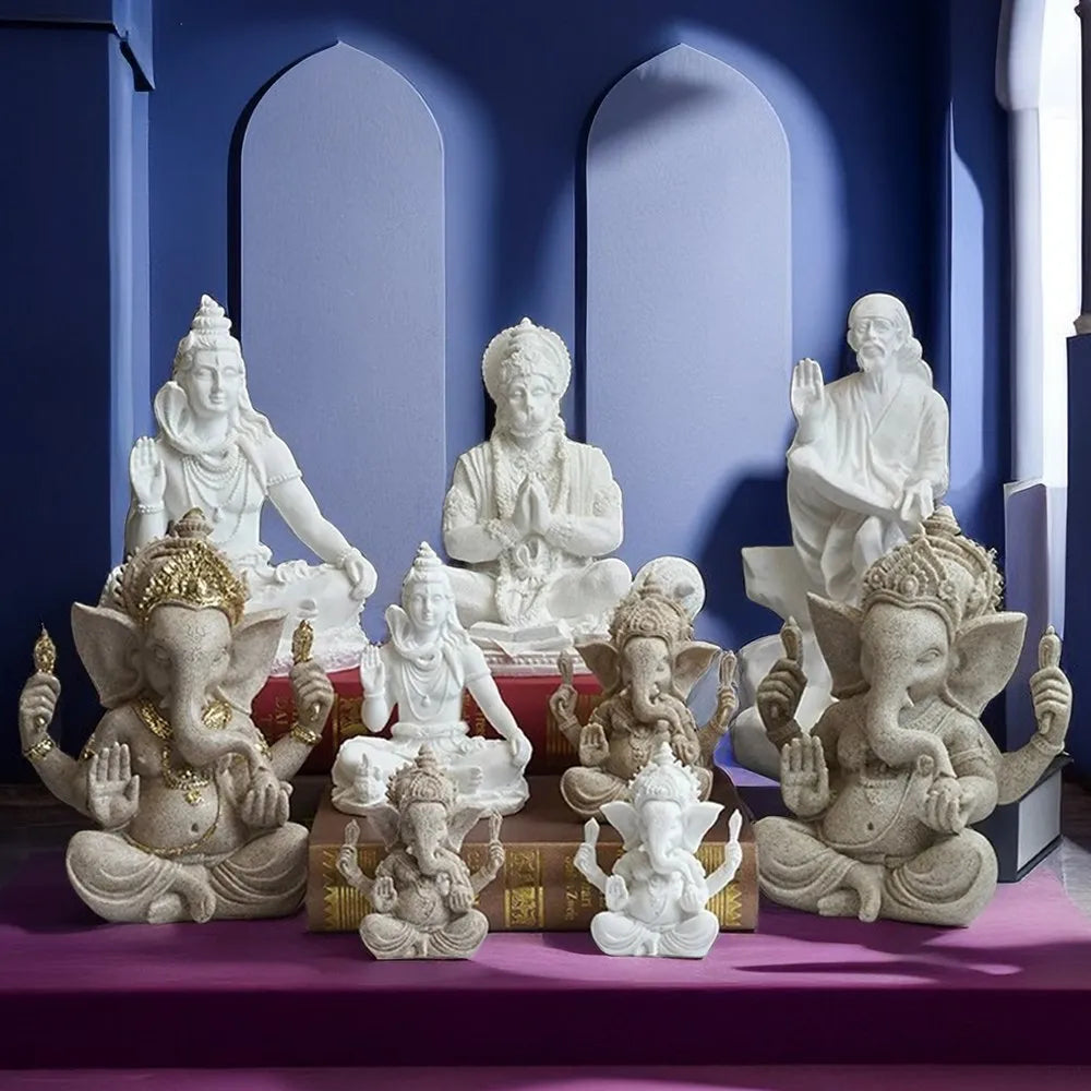 Resin Indian Ganesha Shiva God Statue Lord Hanuman Hindu Buddha Religious Fengshui Decor