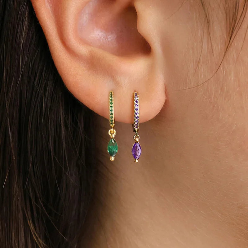 Luxury Cubic Zirconia Stainless Steel Gold Colour Horse Eye Earrings