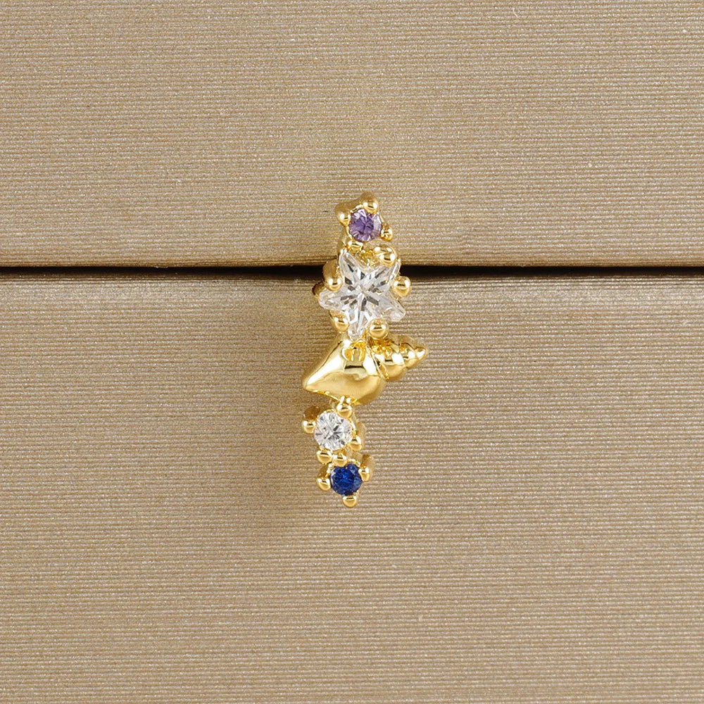 1PC Stainless Steel Mini Zircon Cross Stud Earrings Gold Helix Tragus