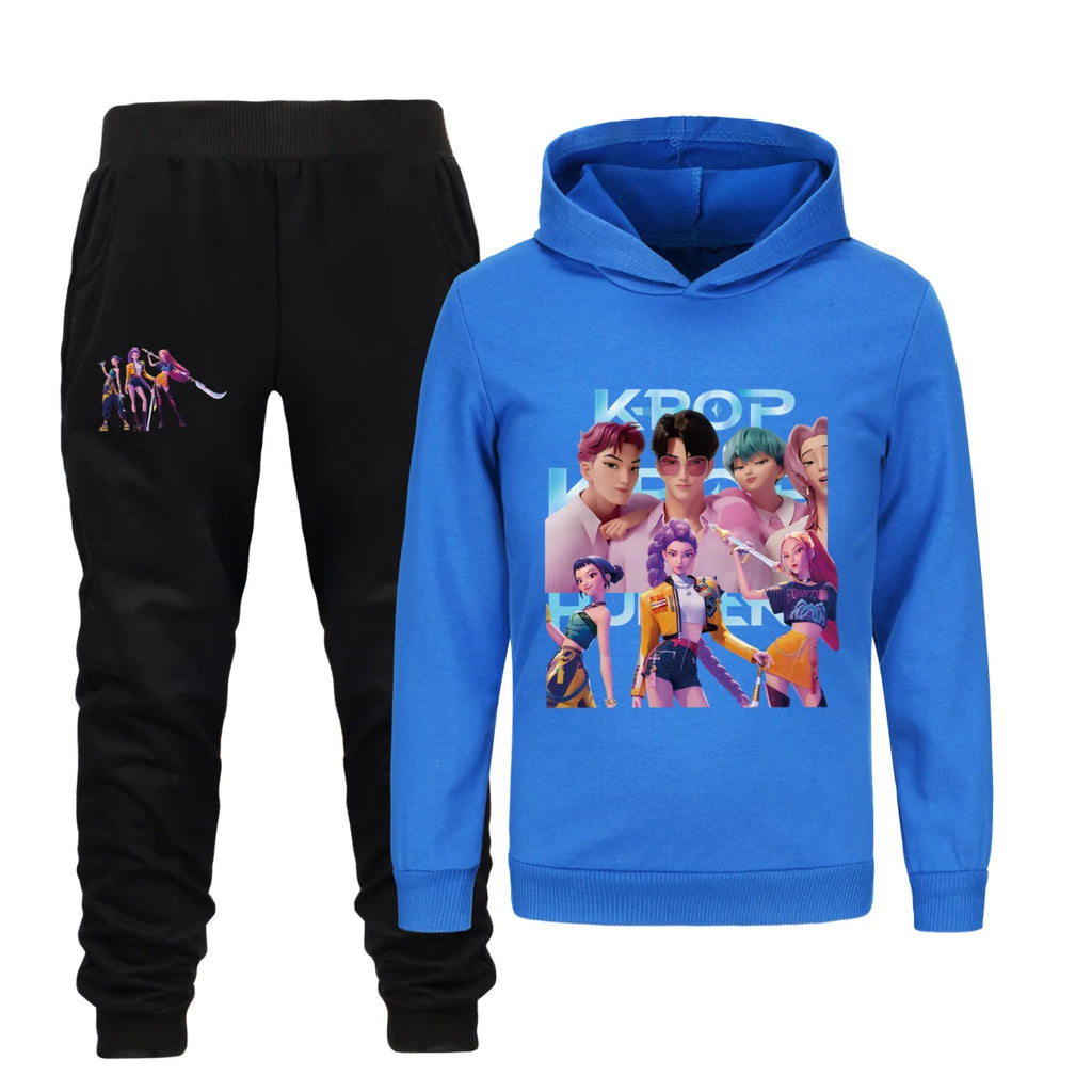 Kids Kpop Demon Hunters Hoodie and Pants 2pcs Set Boys Girls Tracksuit Outfit