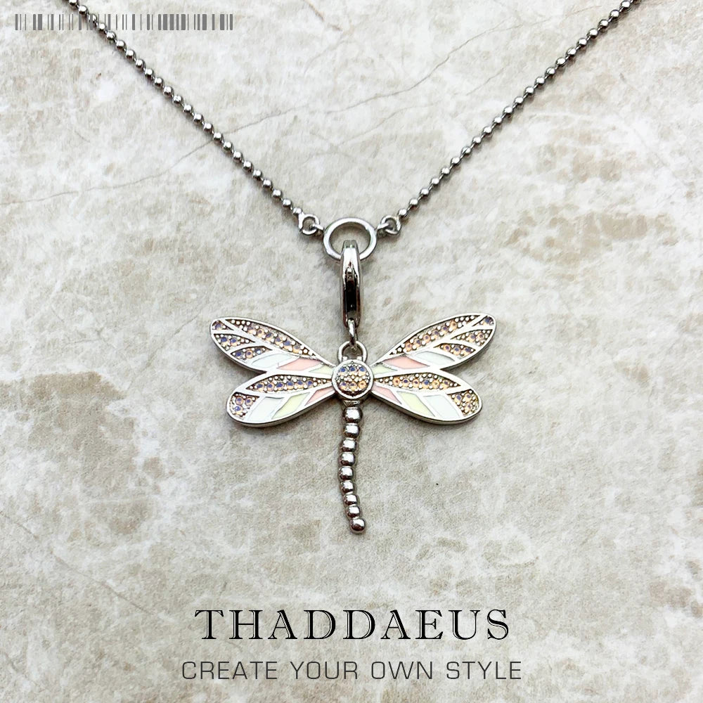 Pink Dragonfly Charm Necklace 925 Sterling Silver Filigree Jewellery Gift