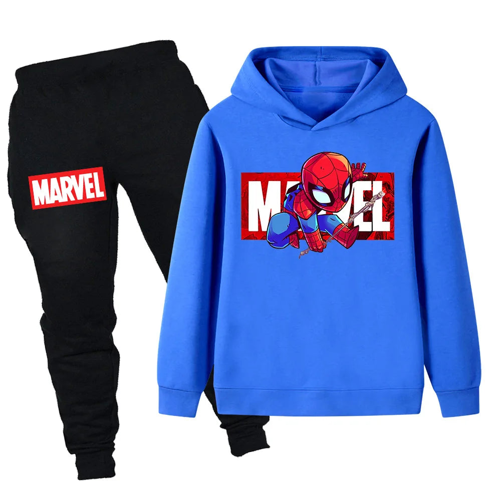 Boys Spiderman Print Fashion Suit Autumn Winter Children's Warm Tracksuit