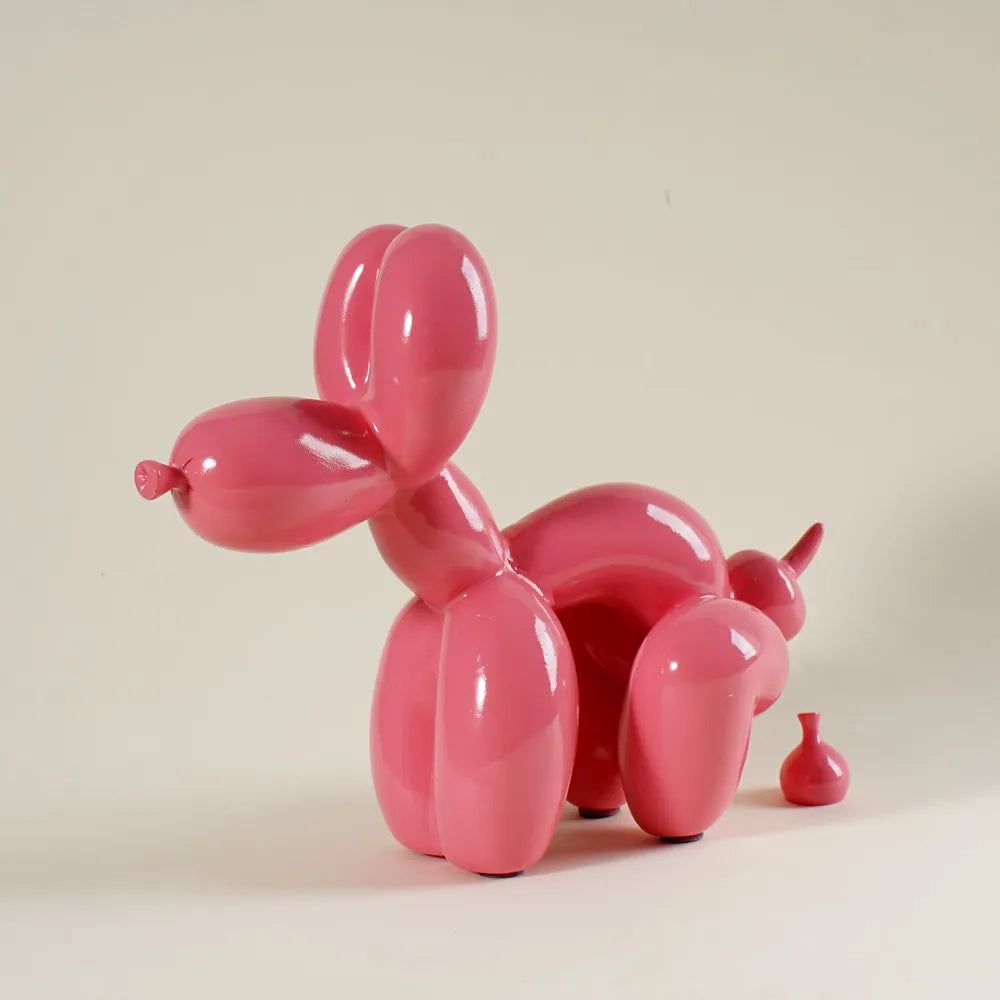 Funny Balloon Pooping Dog Sculptures Resin Pop Art Statue Bathroom Decoration Object