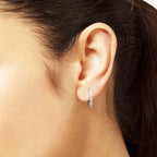 White Zircon Creole Hinged Hoop Earrings 925 Sterling Silver Gift