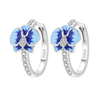 925 Sterling Silver Blue Zircon Starry Sky Hoop Earrings Trendy Jewellery