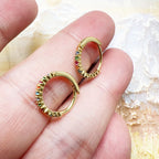 Colourful Stone Gold Plated Hoop Earrings 925 Sterling Silver Bohemia