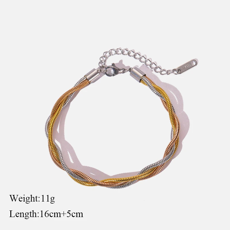 Gold Colour Stainless Steel Link Chain Bracelet Non-Fading Jewellery