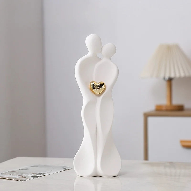 26cm Couple Figurines Family Figure Household Statue Centerpiece Home Tabletop Modern