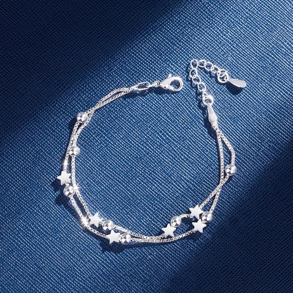20cm Original Luxury Charm Chain Bracelet 925 Sterling Silver Wedding Jewelry