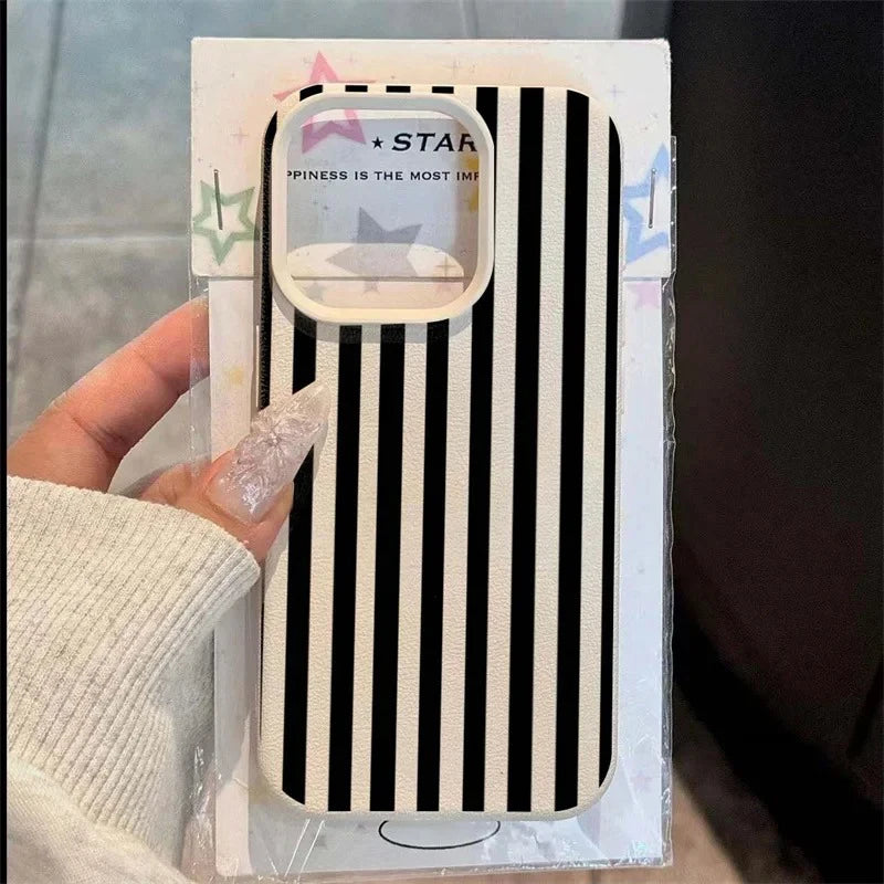 Minimalist Striped Case for iPhone 17 16 15 14 13 12 Pro Max Plus