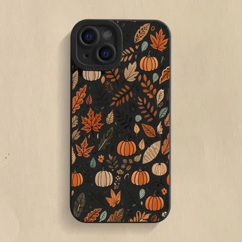 Vintage Maple Leaf Pumpkin Coffee Case for Samsung S25 S24 S23 A16