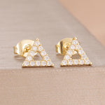 2PCS Fashion Geometry Zirconia Twinkle Star Stud Earrings Shinny