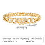 Pave Cubic Zirconia Chain Bracelet for Women, Simple Gold Plated Dainty Jewelry Gift