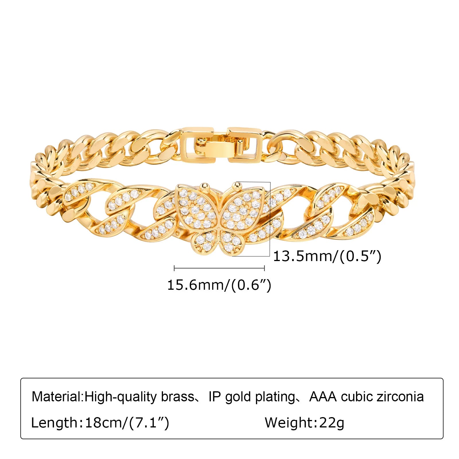 Pave Cubic Zirconia Chain Bracelet for Women, Simple Gold Plated Dainty Jewelry Gift