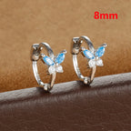Stainless Steel Zircon Butterfly Minimal Hoop Earrings Gold Huggie