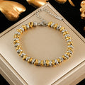 Gold Colour Stainless Steel Bangle 18K Plated Heart Wrist Chain
