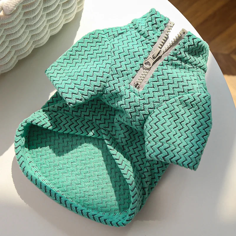 Half Zip Pet Sweater Winter Clothes Hairless Cat Small Medium Dog Pullover